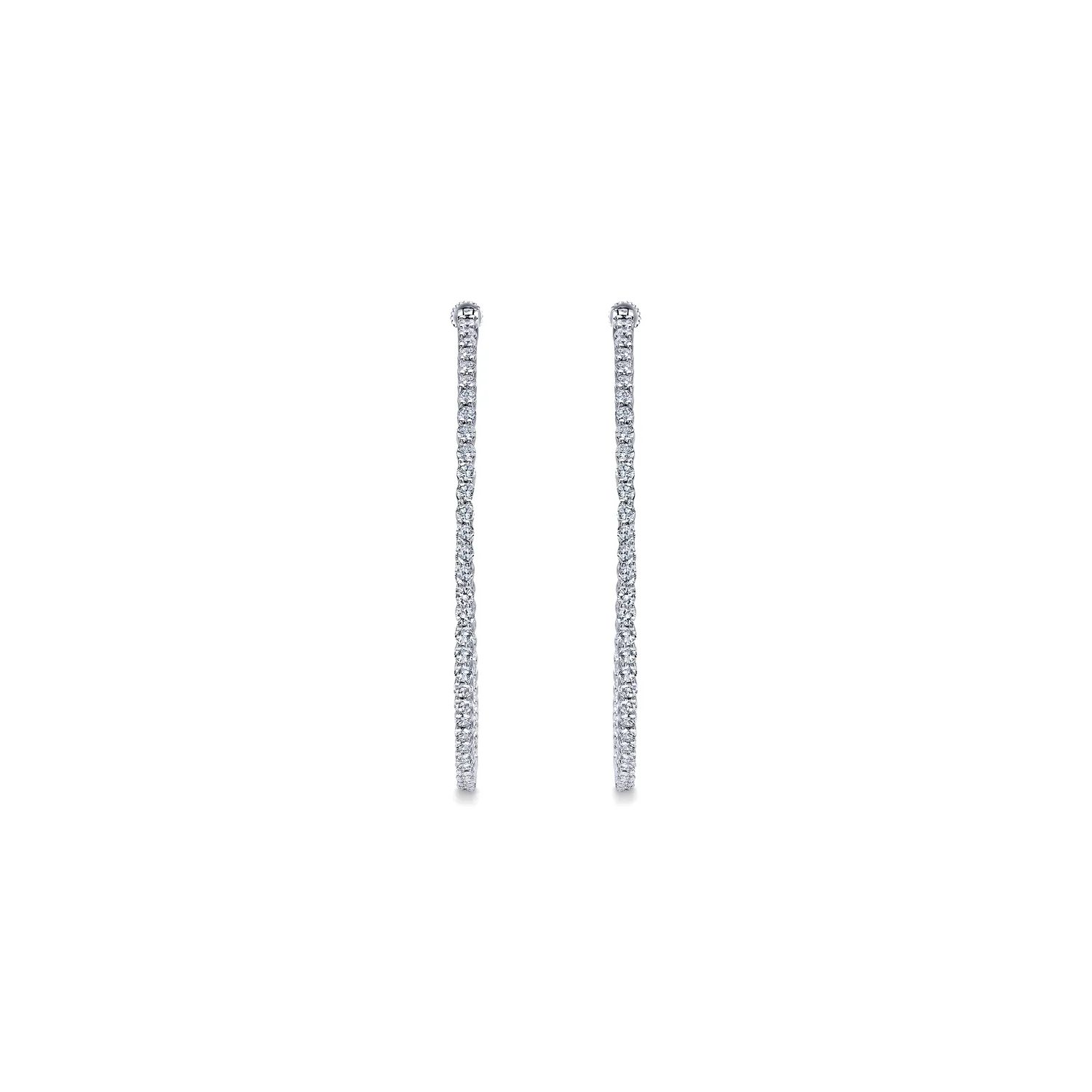 50mm Inside Out Diamond Hoop Earrings in 14K White Gold, photograph 3