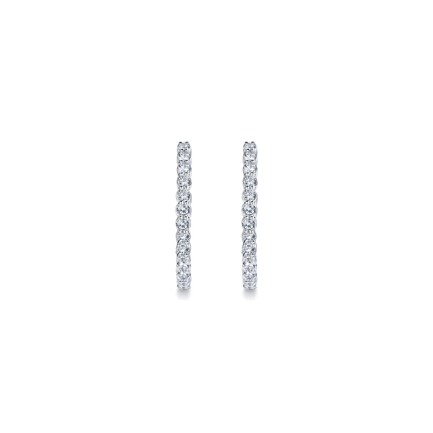 30mm Inside Out Diamond Hoop Earrings in 14K White Gold, photograph 3