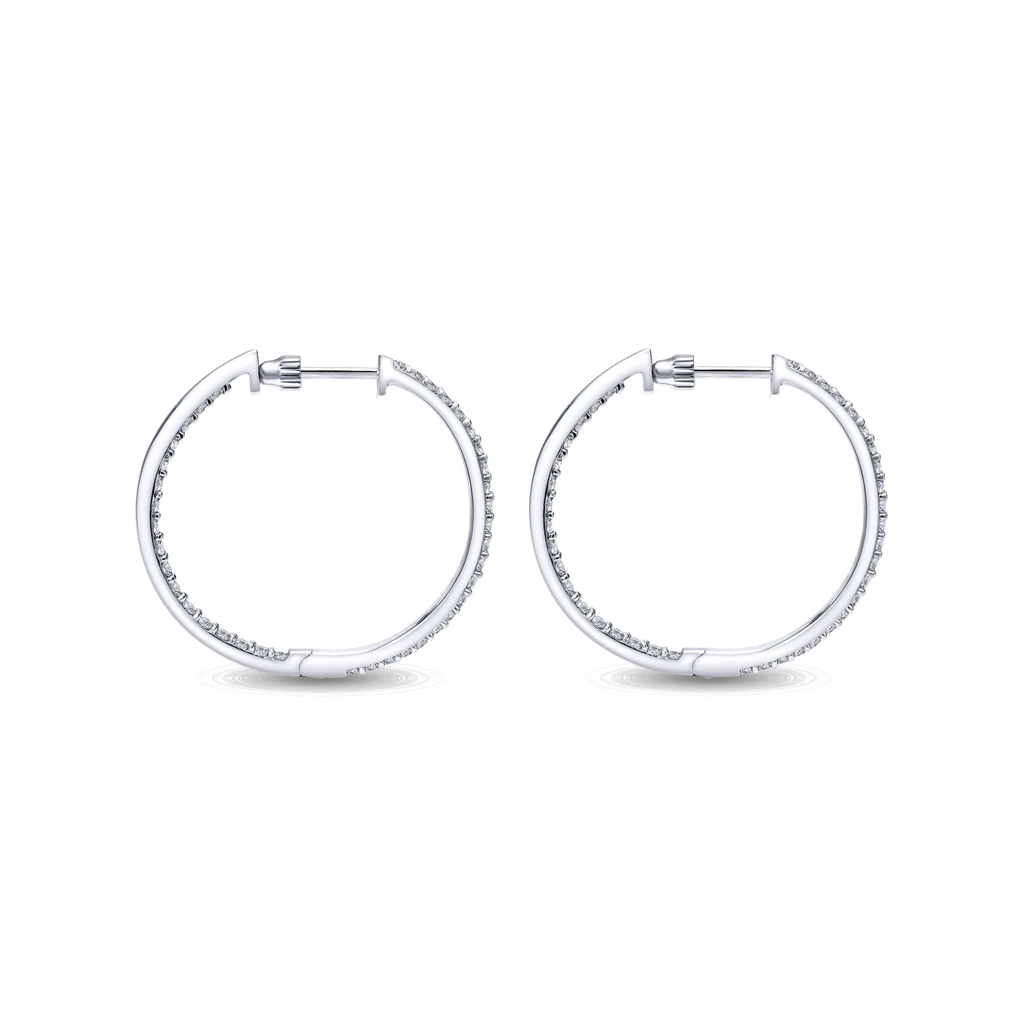 25mm Inside Out Diamond Hoop Earrings in 14K White Gold, photograph 2