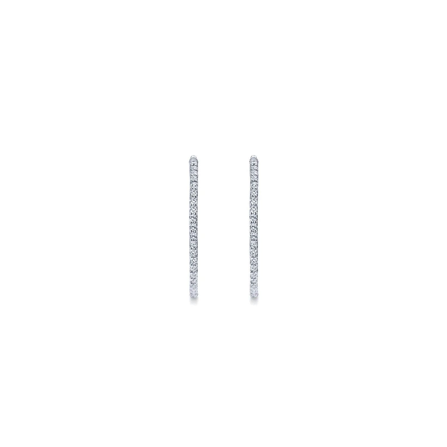 25mm Inside Out Diamond Hoop Earrings in 14K White Gold, photograph 3