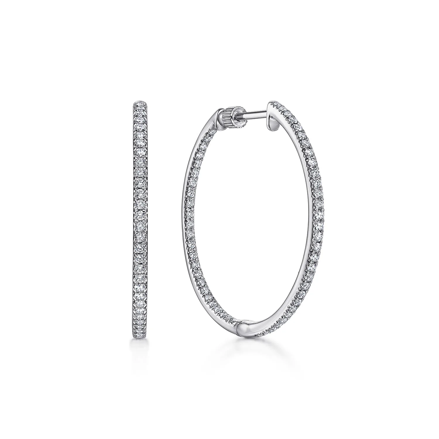 30mm Inside Out Diamond Hoop Earrings