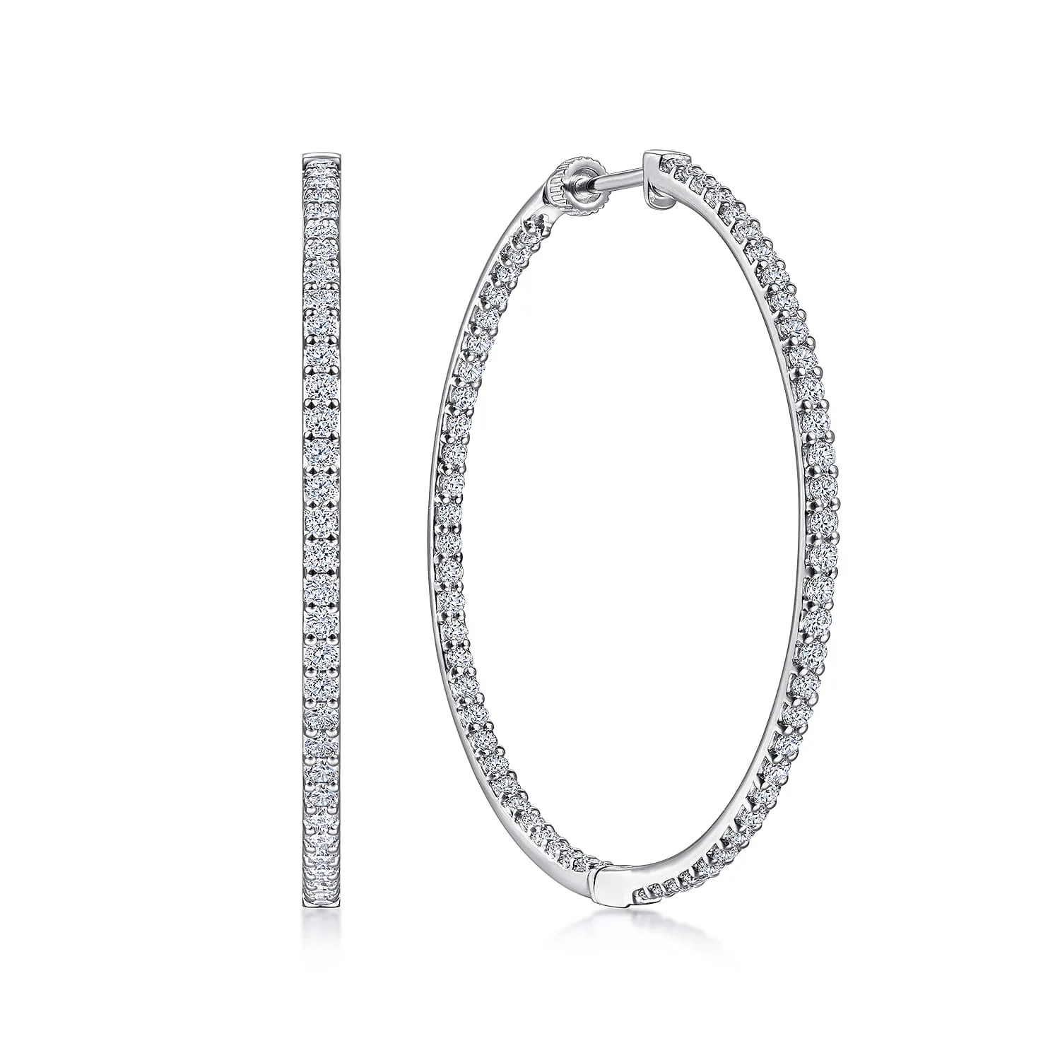 40mm Inside Out Diamond Hoop Earrings