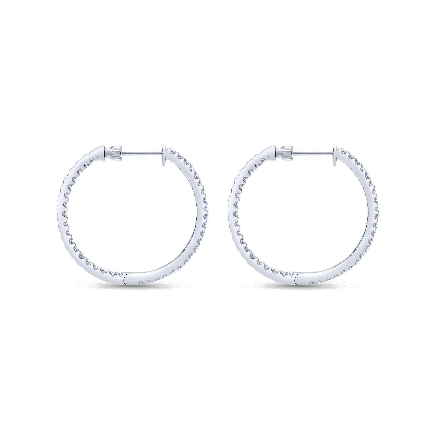 30mm Inside Out Diamond Hoop Earrings in 14K White Gold, photograph 2