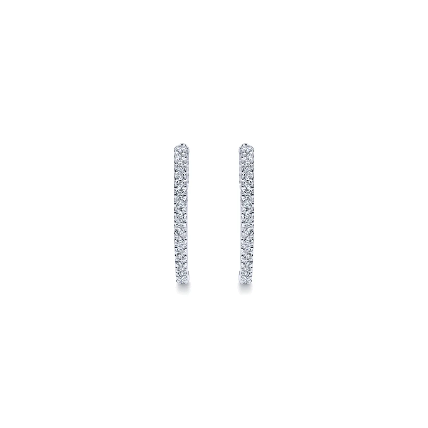 30mm Inside Out Diamond Hoop Earrings in 14K White Gold, photograph 3