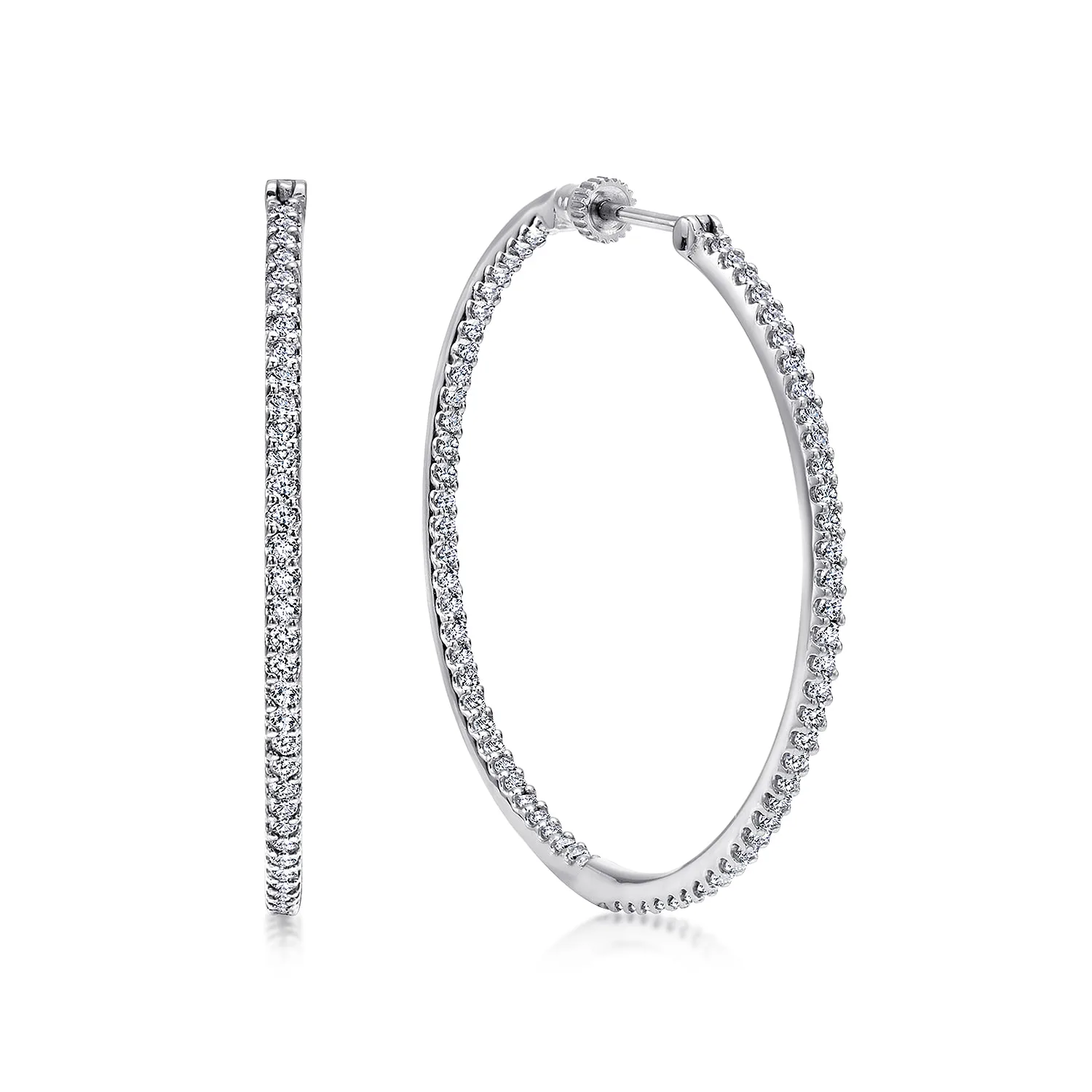 40mm Inside Out Diamond Hoop Earrings