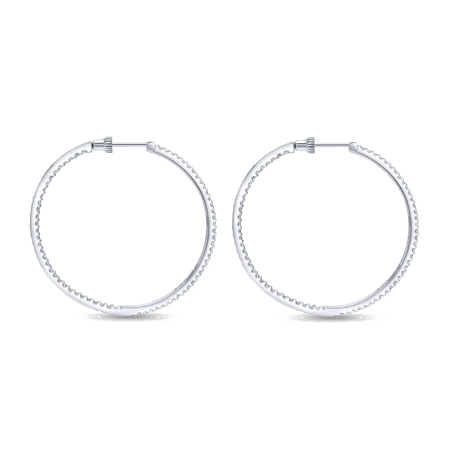 40mm Inside Out Diamond Hoop Earrings in 14K White Gold, photograph 2