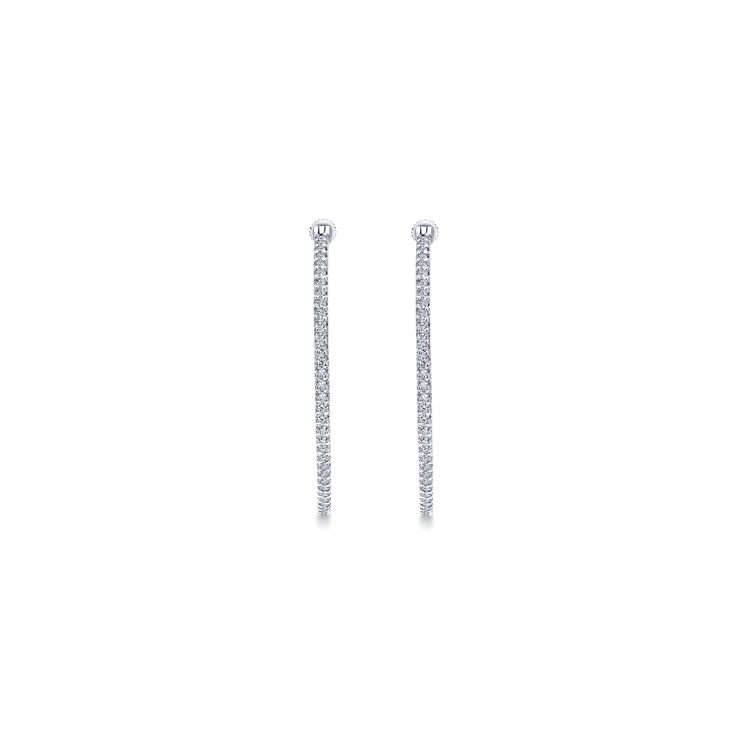 40mm Inside Out Diamond Hoop Earrings in 14K White Gold, photograph 3