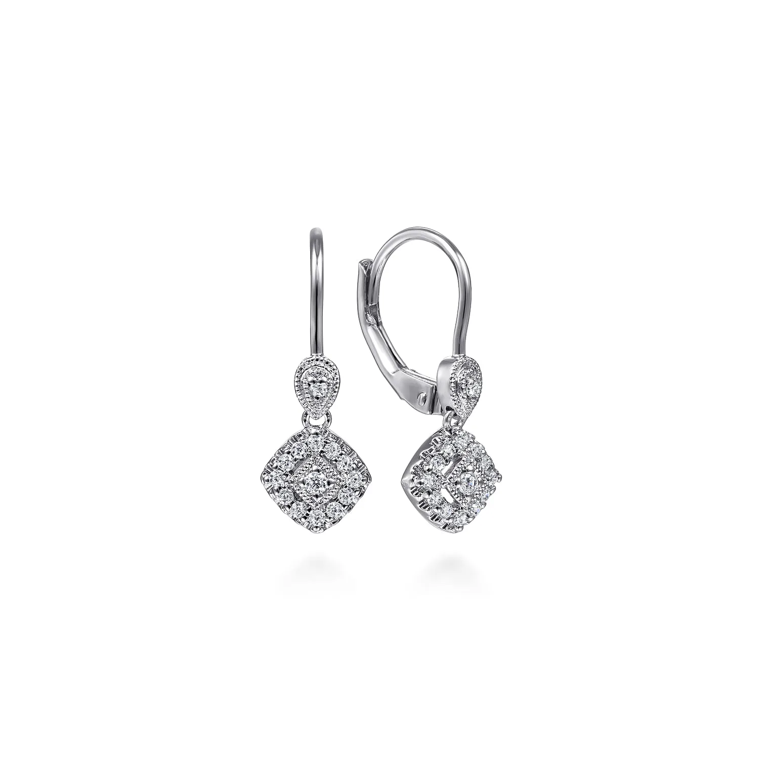 Vintage Inspired Style Square Diamond Drop Earrings