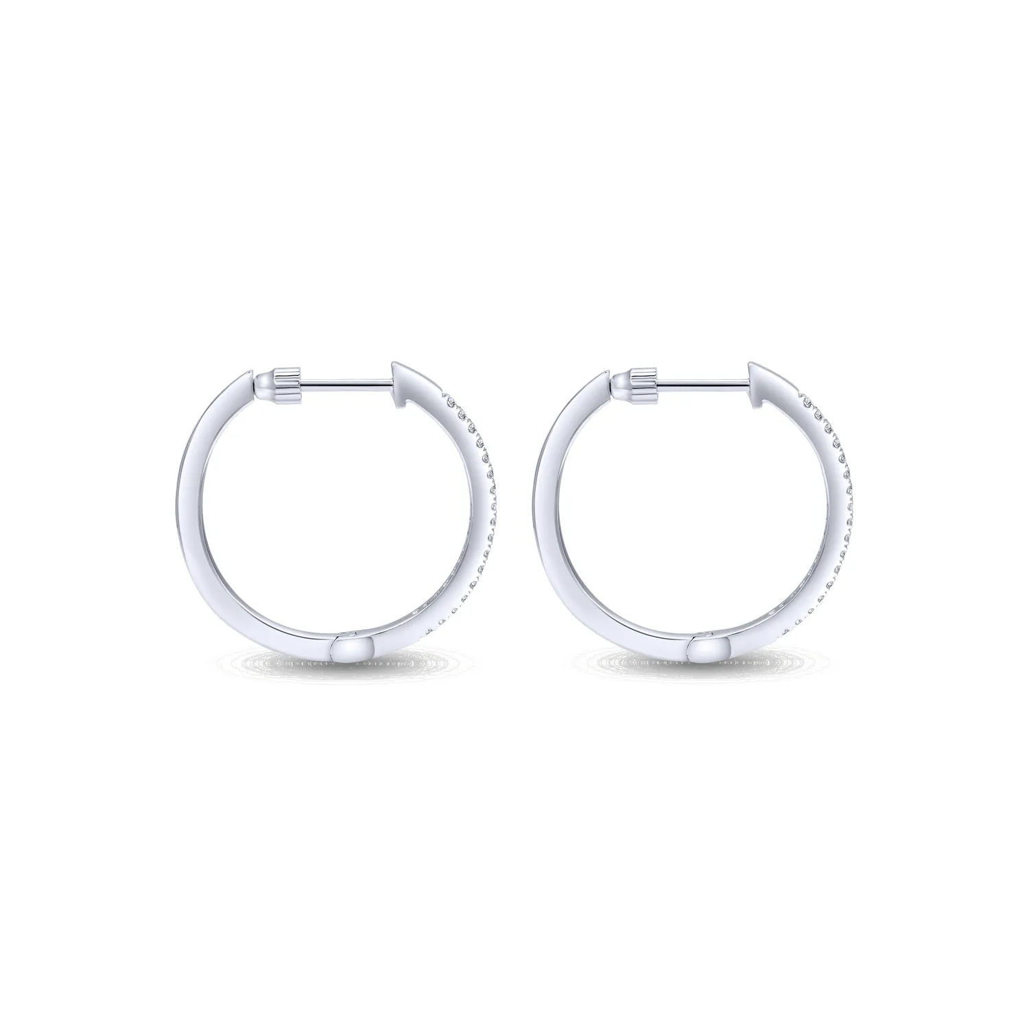 20mm Classic Diamond Hoop Earrings in 14K White Gold, photograph 2