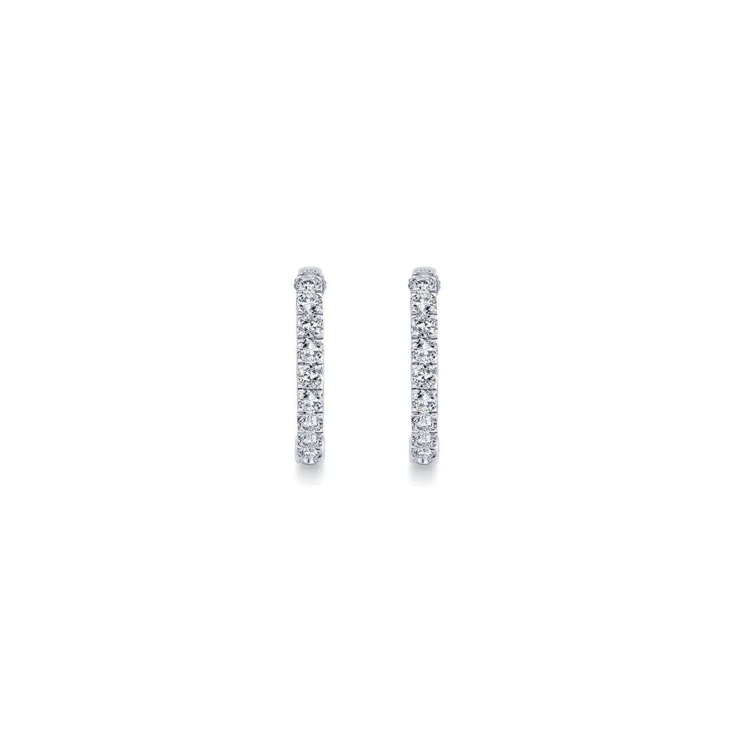 Tiger Claw Set Diamond 15mm Huggie Earrings in 14K White Gold, photograph 3