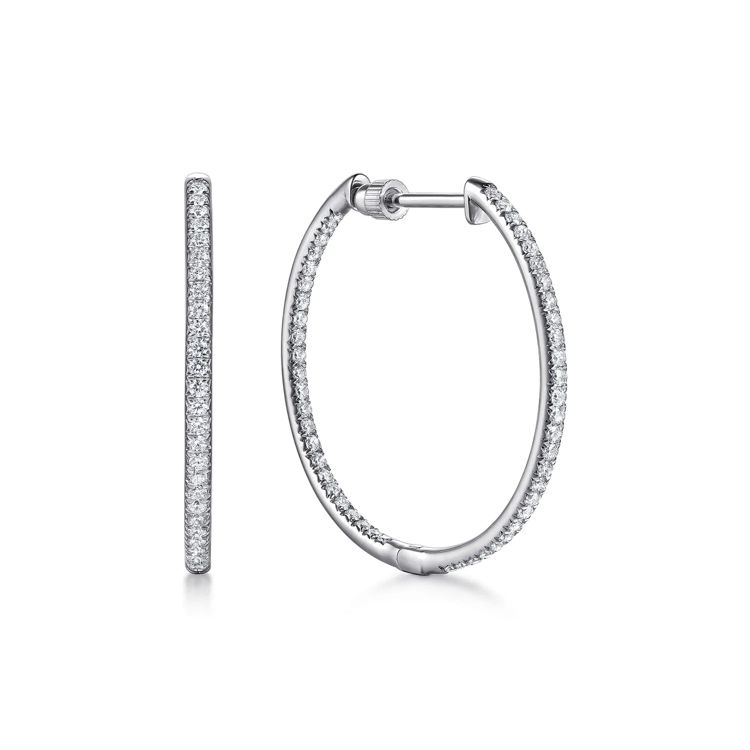Micro Pave 30mm Inside Out Diamond Hoop Earrings