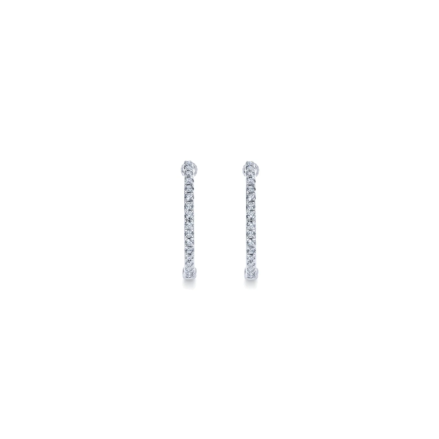 20mm Inside Out Diamond Hoop Earrings in 14K White Gold, photograph 3