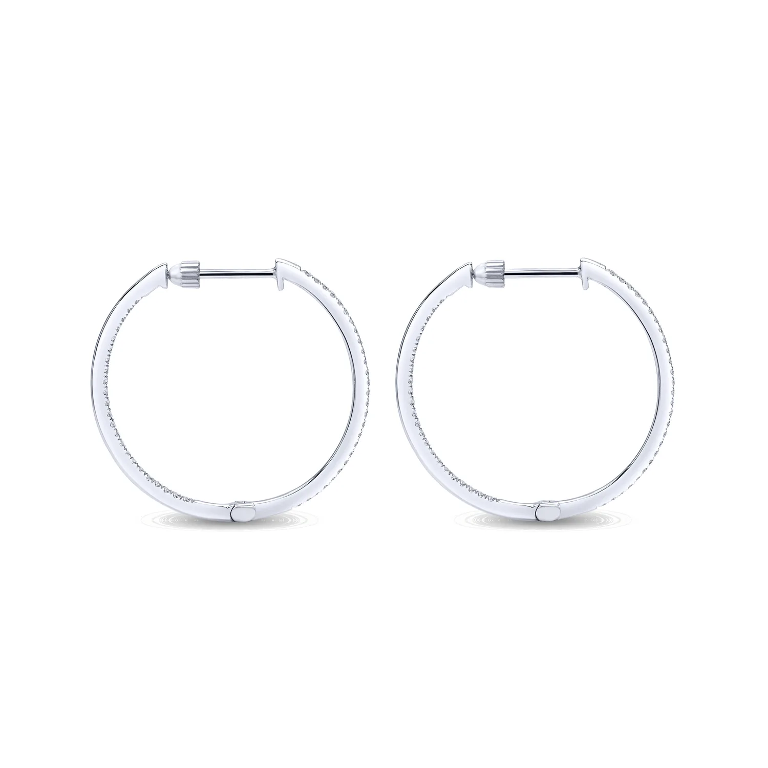 30mm Inside Out Diamond Hoop Earrings in 14K White Gold, photograph 2
