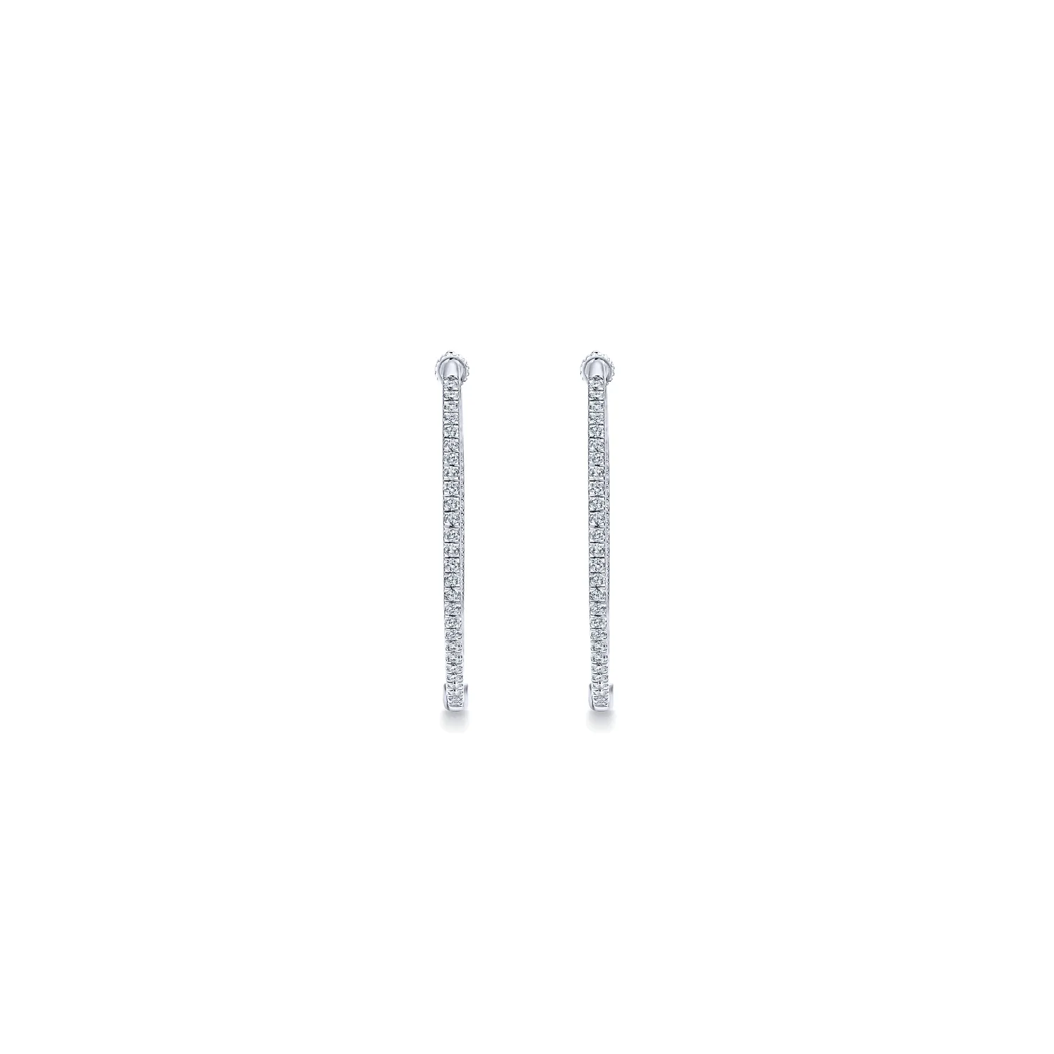 30mm Inside Out Diamond Hoop Earrings in 14K White Gold, photograph 3