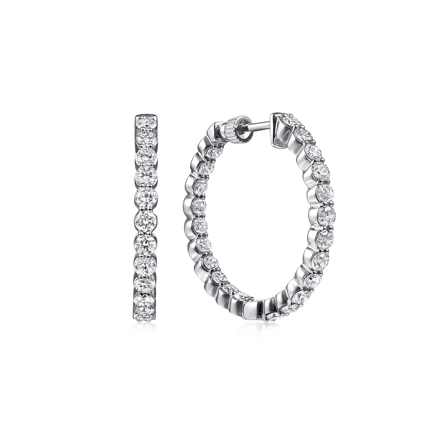 Prong Set 20mm Inside Out Diamond Hoop Earrings