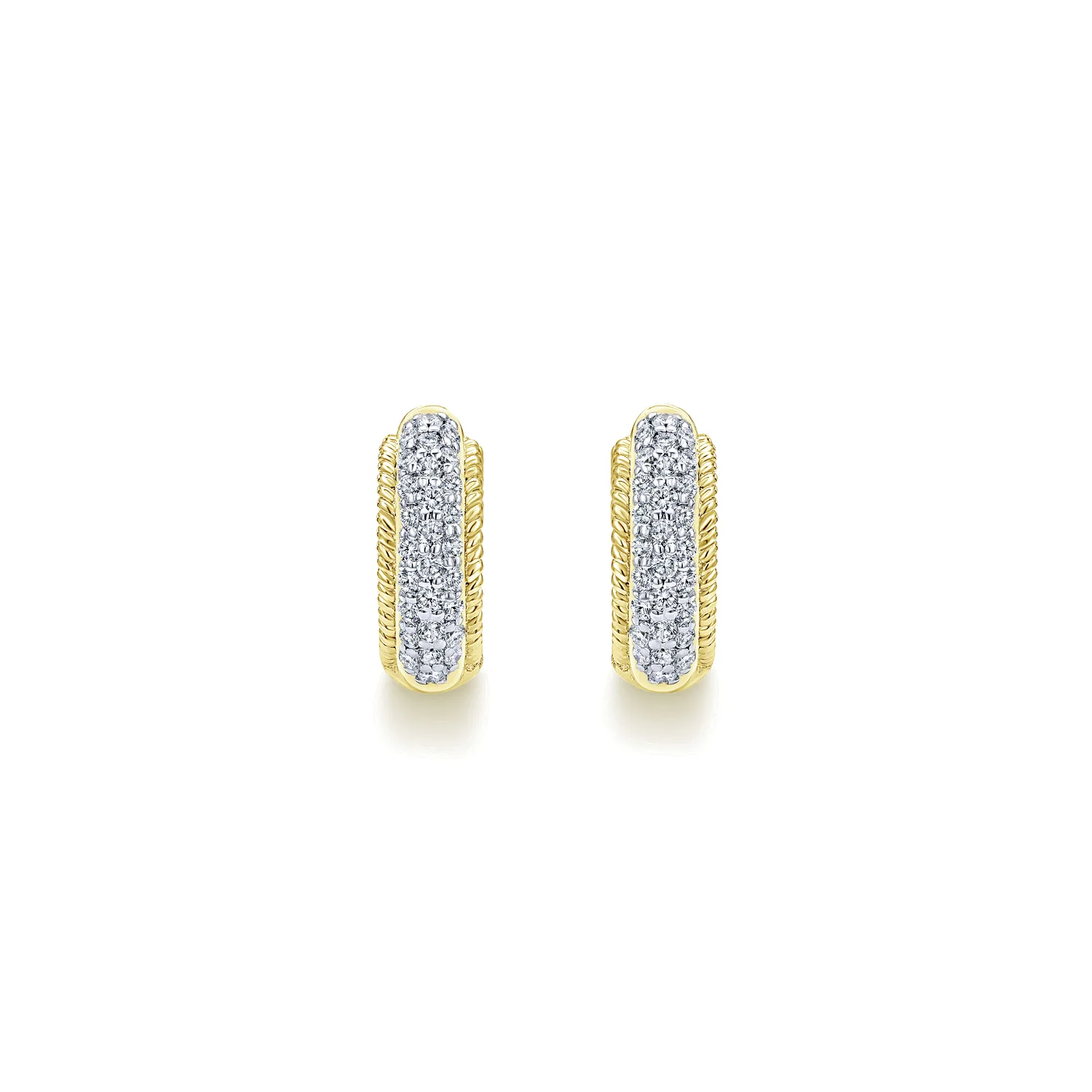 15mm Diamond Hoop Earrings in 14K Yellow Gold, photograph 3