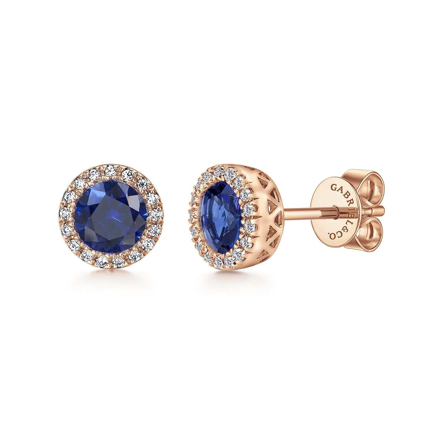 SA - Blue Sapphire Halo Stud Earrings