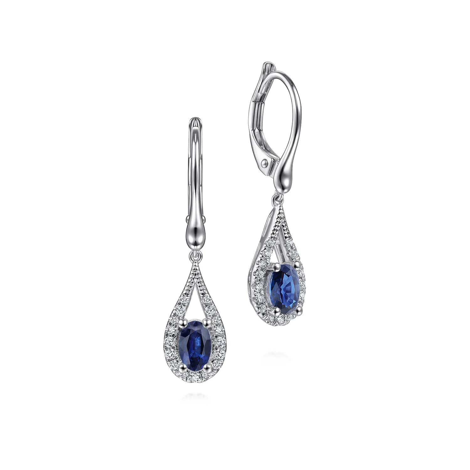 Teardrop Sapphire and Diamond Drop Earrings