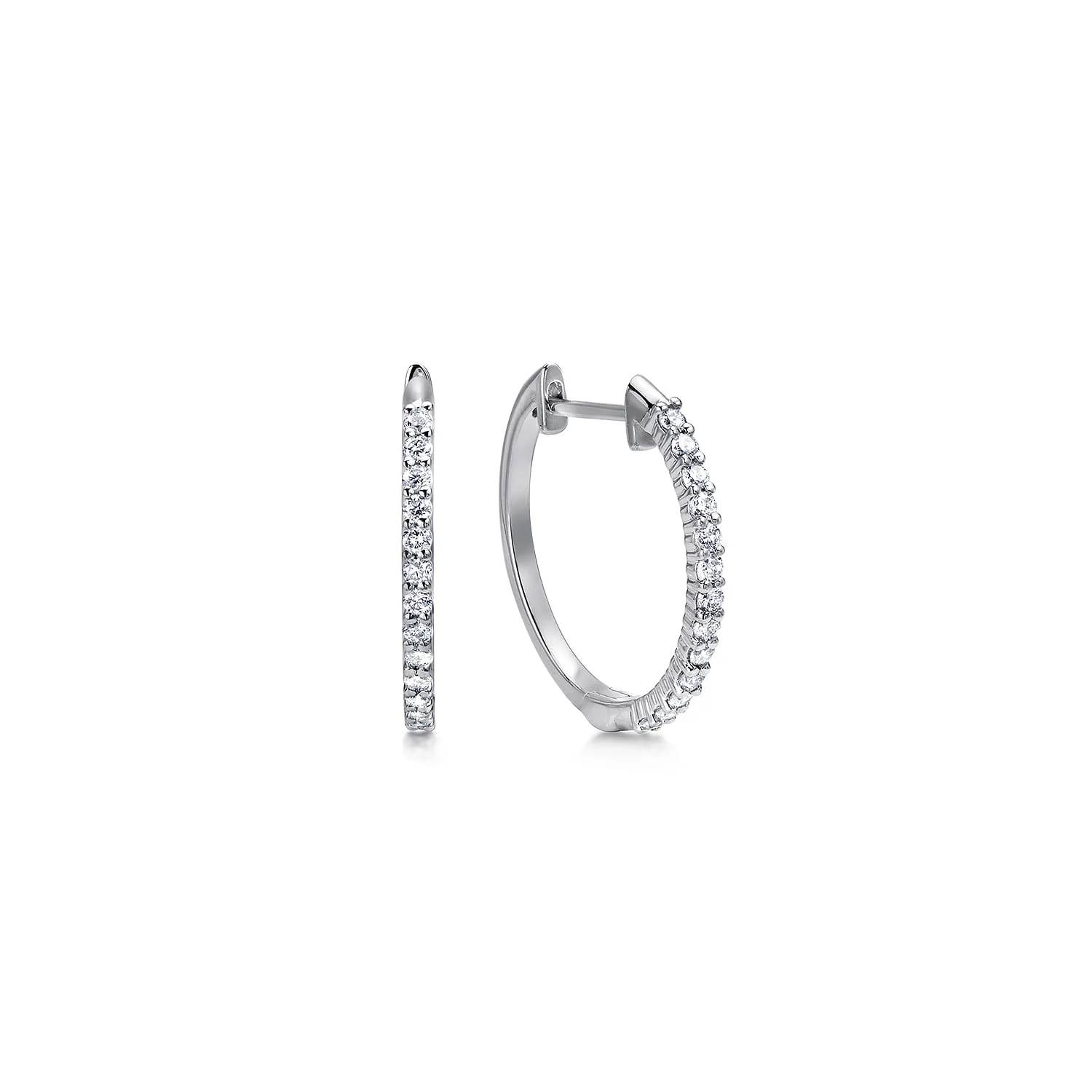 Prong Set 15mm Classic Diamond Hoop Earrings