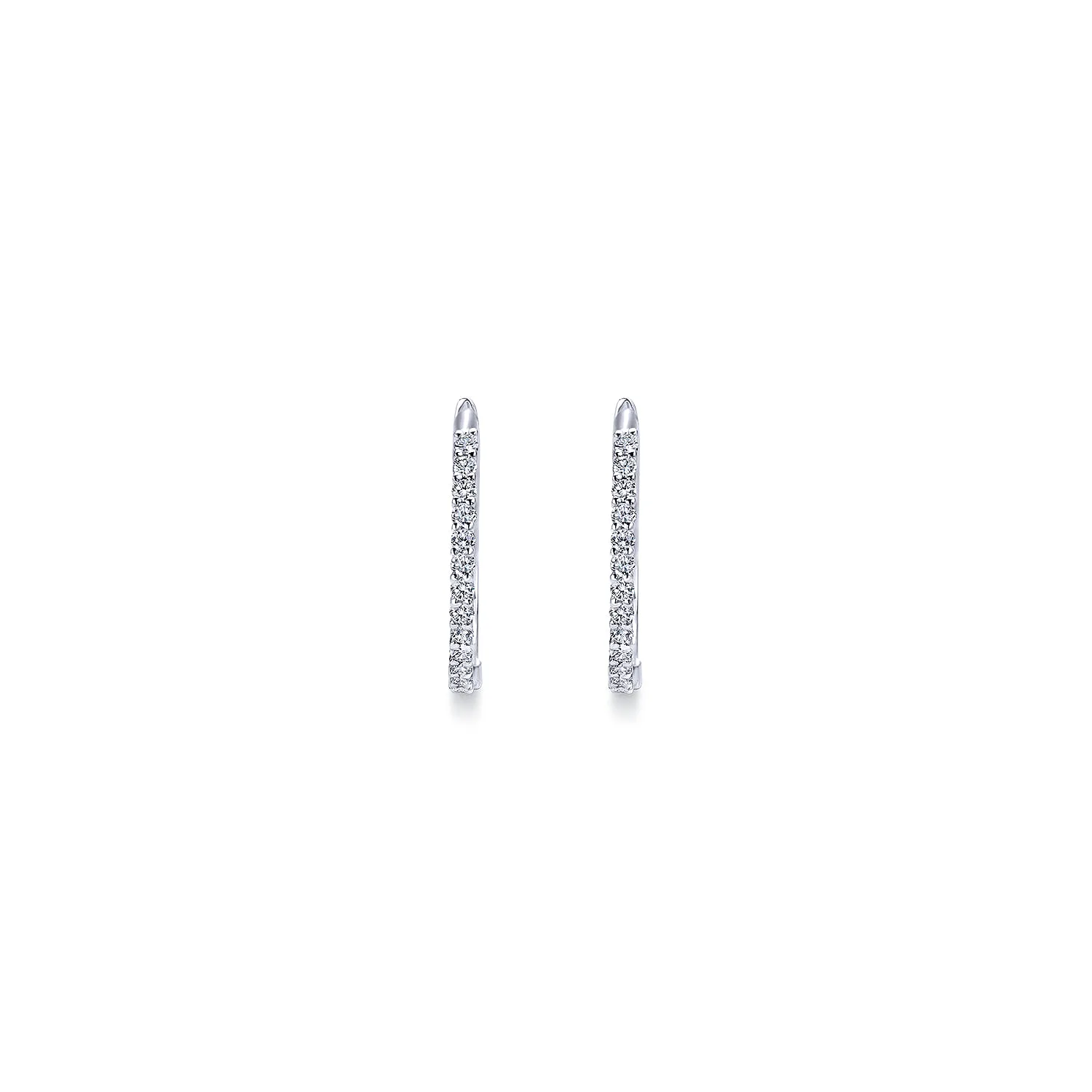 Prong Set 15mm Classic Diamond Hoop Earrings in 14K White Gold, photograph 3