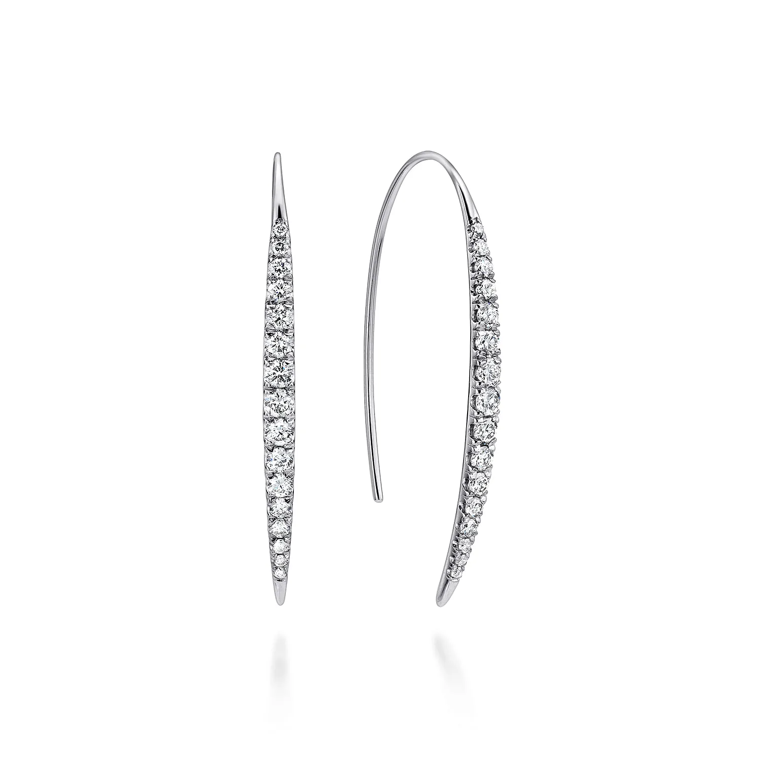 Tapered Diamond Fish Wire Drop Earrings