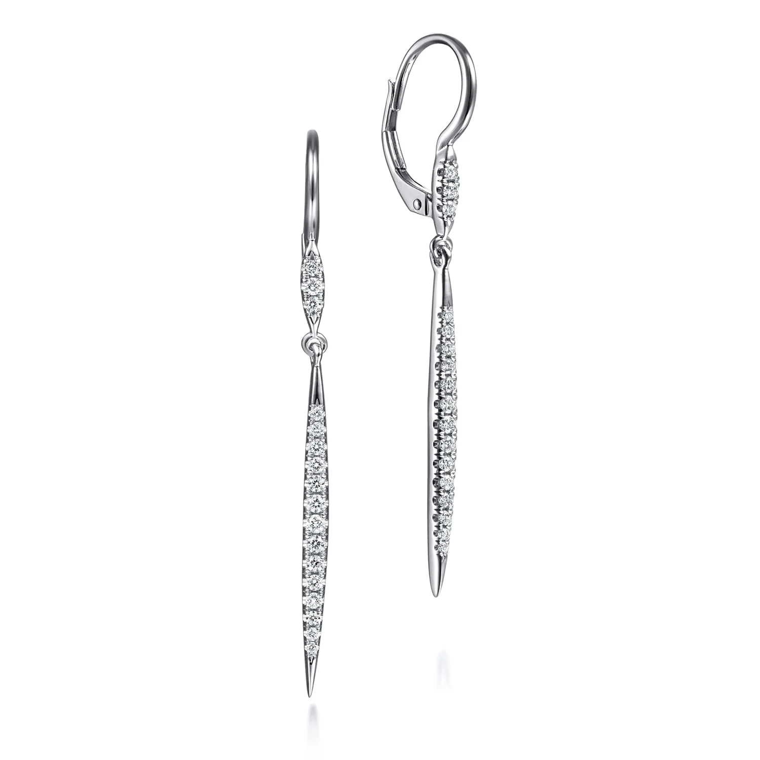Long Tapered Diamond Drop Earrings