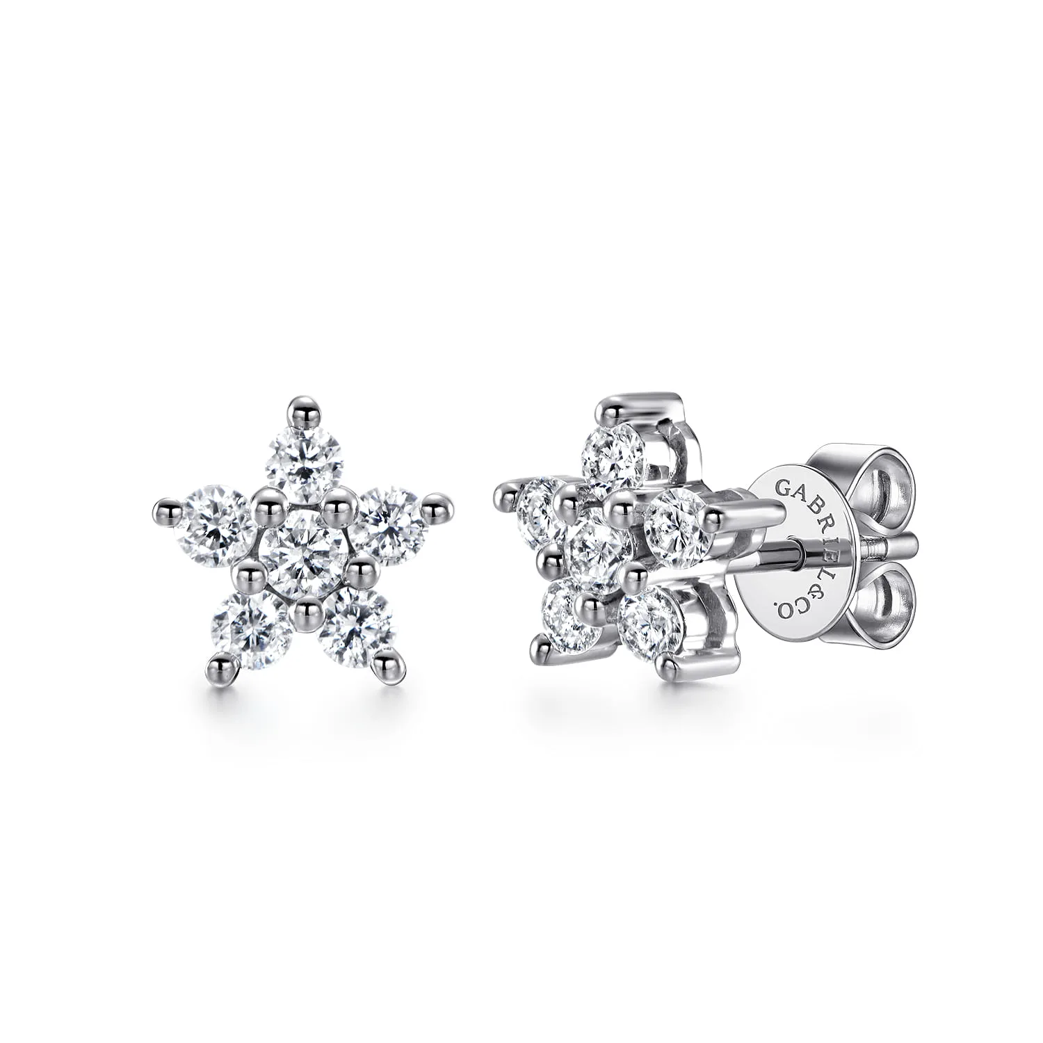 and Diamond Star Stud Earrings