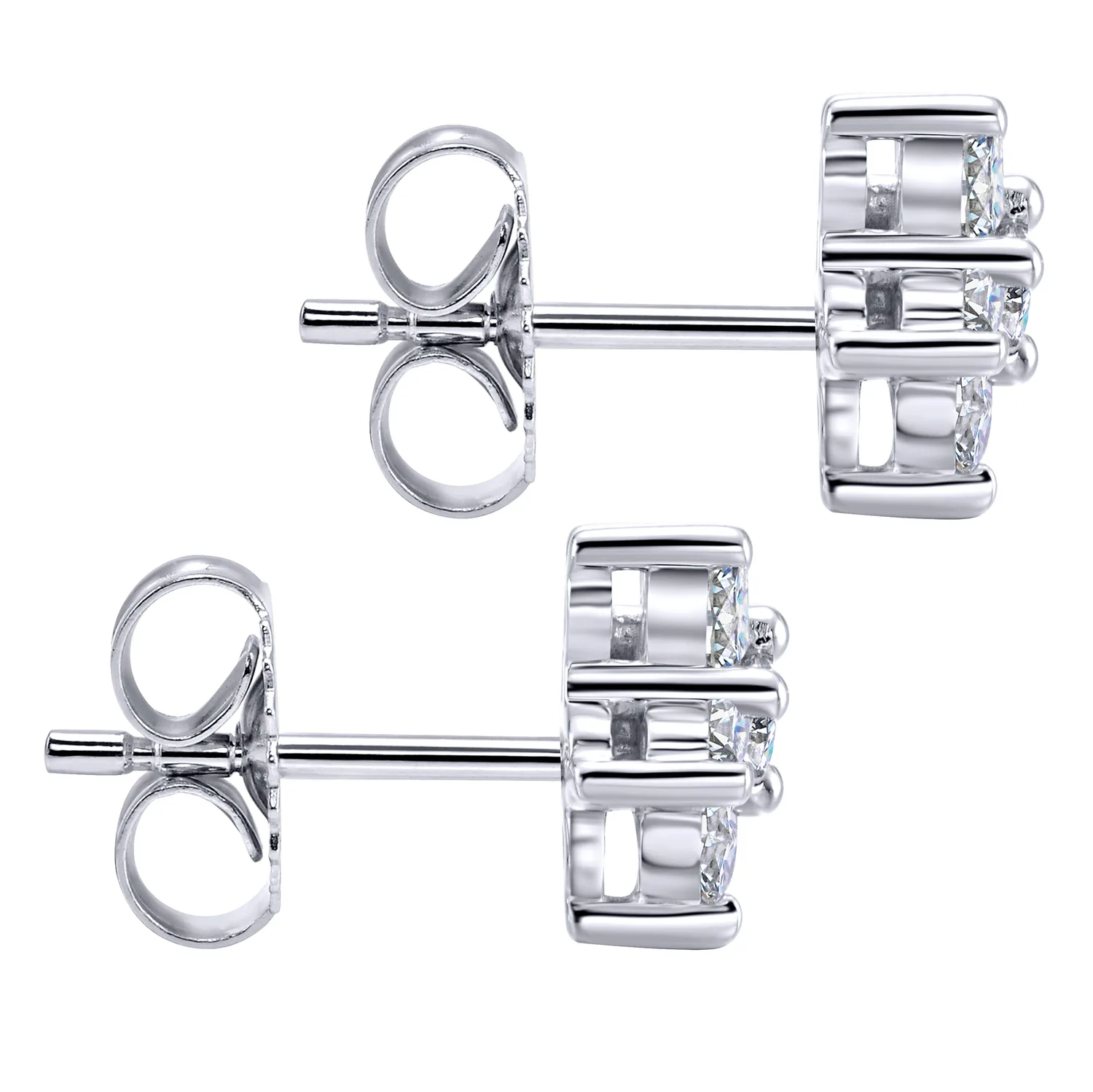 and Diamond Star Stud Earrings in 14K White Gold, photograph 3