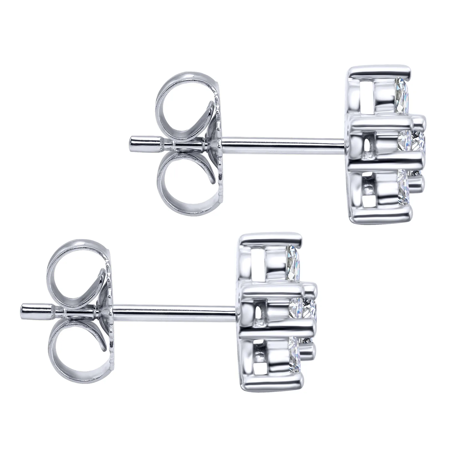 Diamond Stud Earrings in 14K White Gold, photograph 3