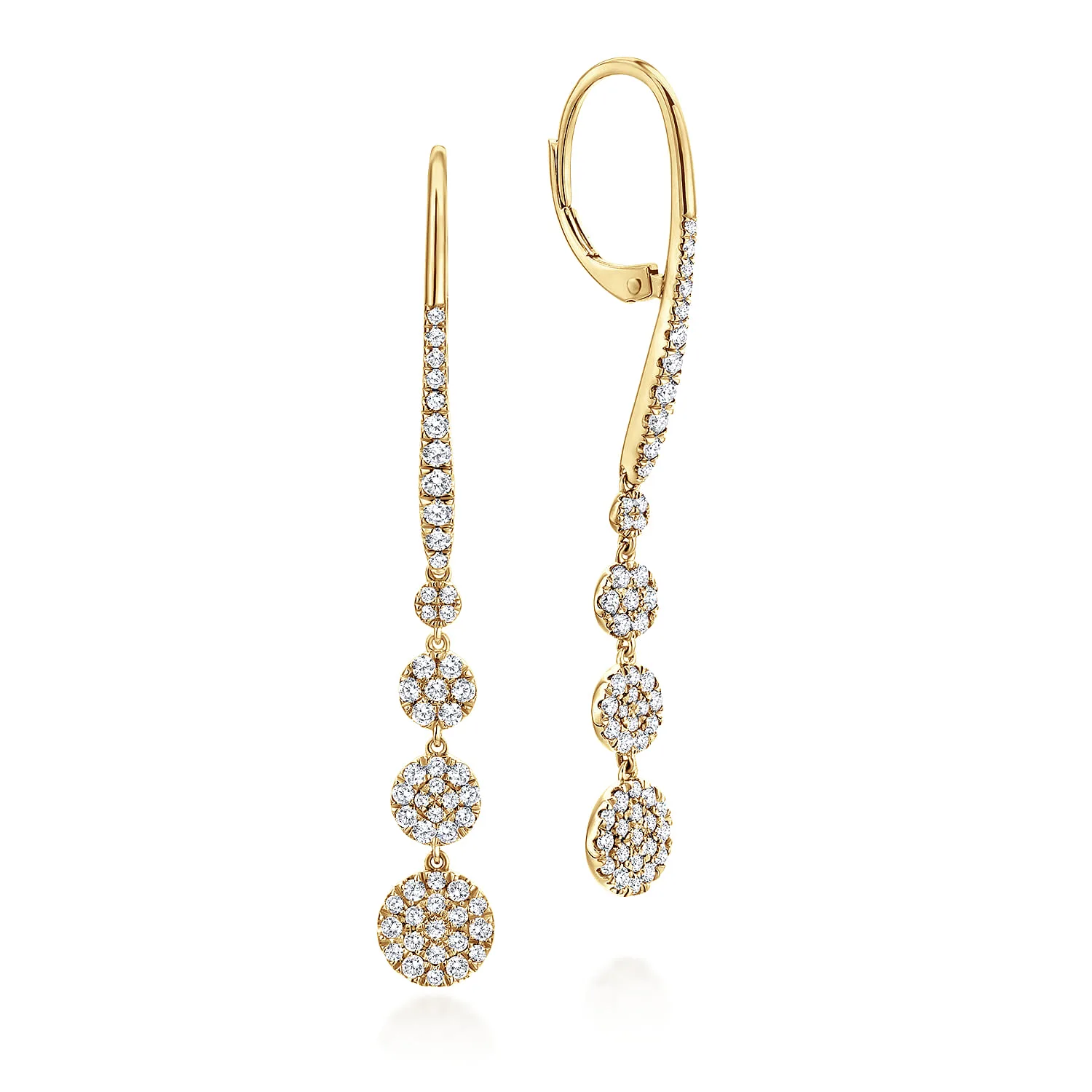 Long Graduating Circle Diamond Drop Earrings