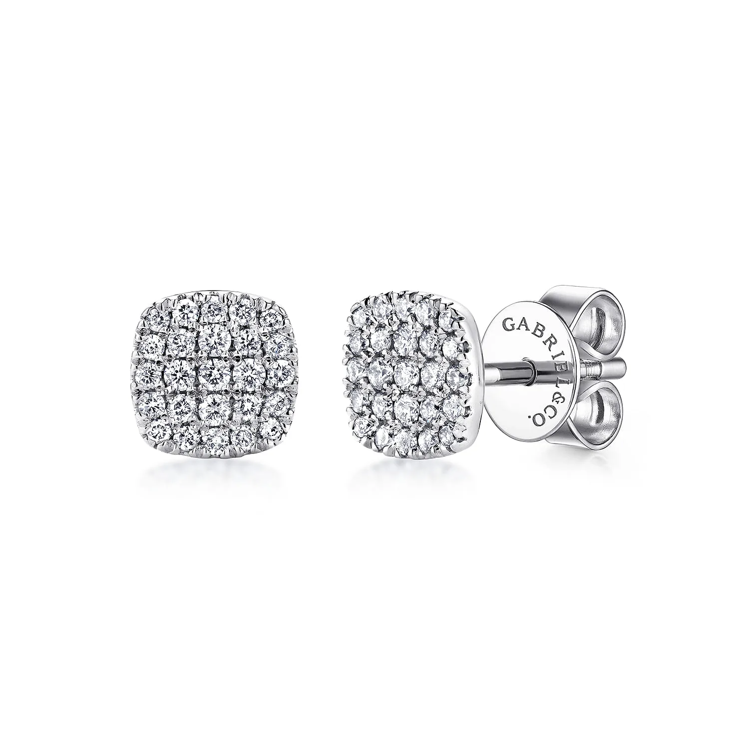 Square Pave Diamond Stud Earrings
