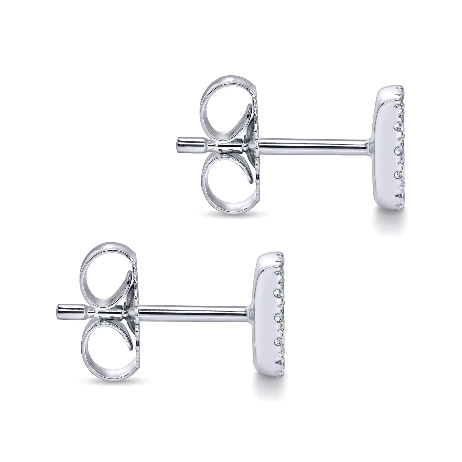 Square Pave Diamond Stud Earrings in 14K White Gold, photograph 3