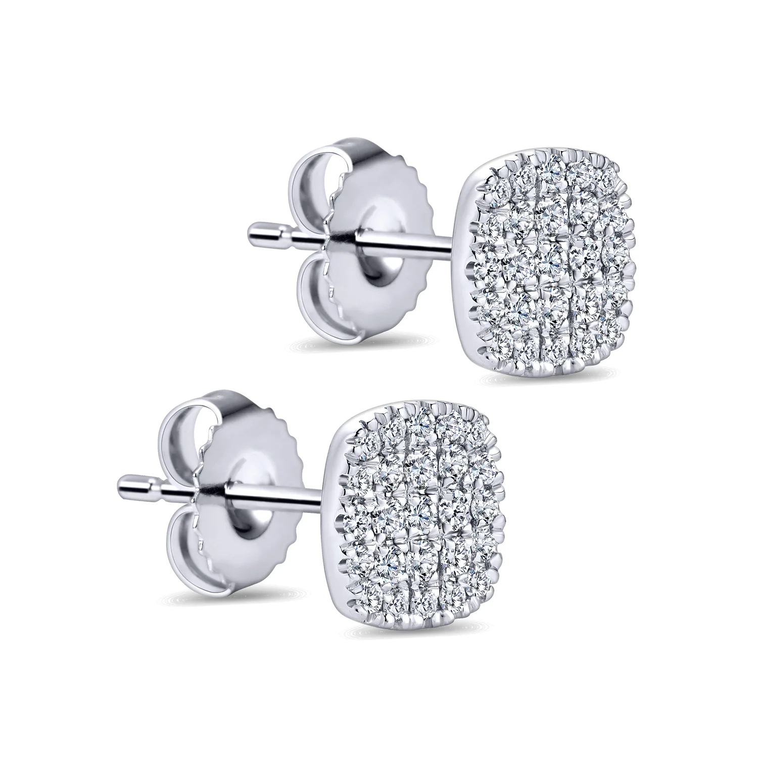 Diamond Pave Square Studs in 14K White Gold, photograph 2