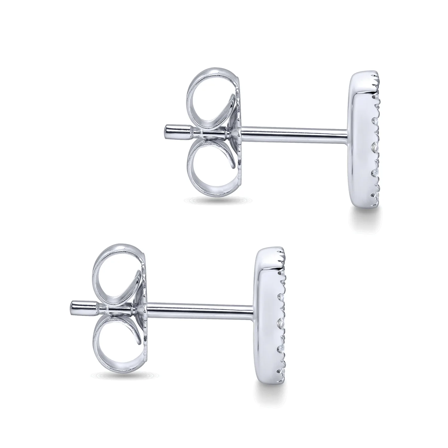 Diamond Pave Square Studs in 14K White Gold, photograph 3