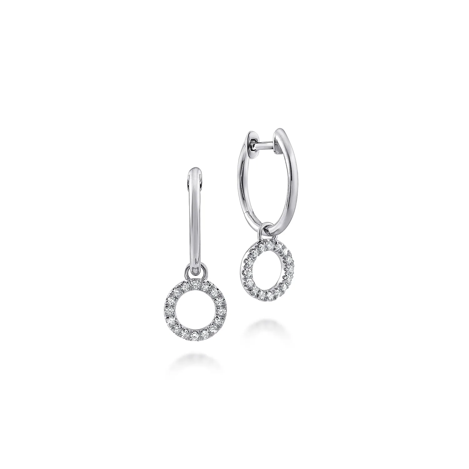 Pave 10mm Diamond Loop Huggie Drop Earrings