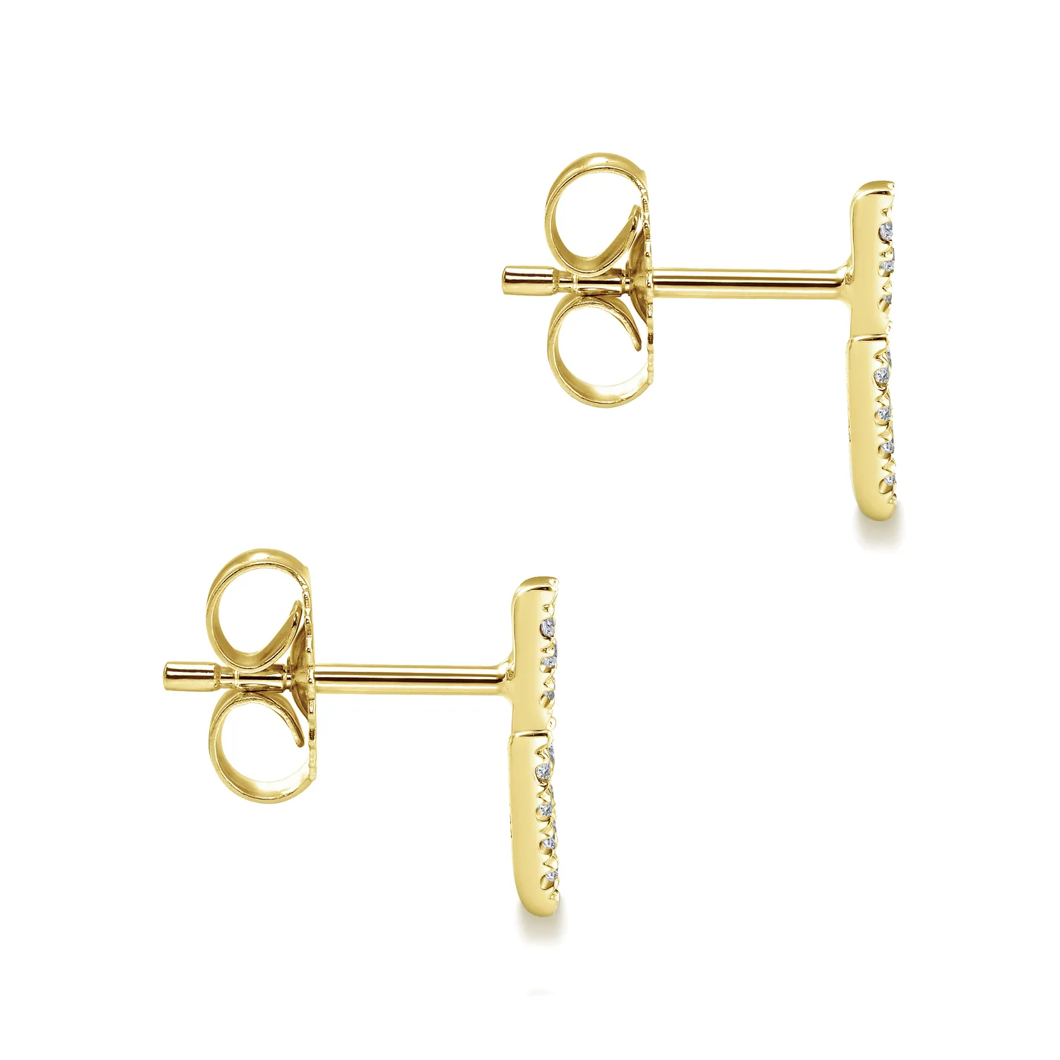 Diamond Chevron Earrings in 14K Yellow Gold, photograph 3
