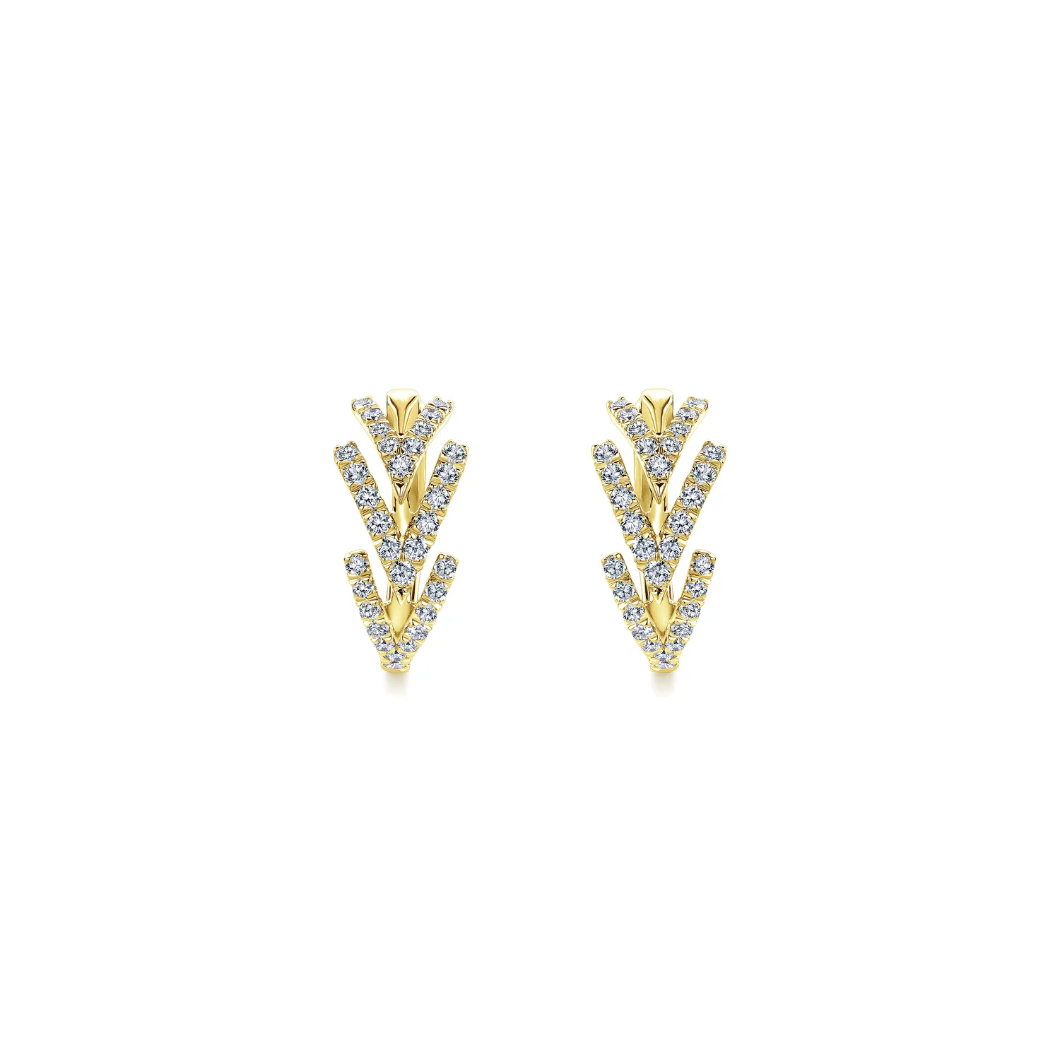 Diamond Chevron Earrings in 14K Yellow Gold, photograph 3