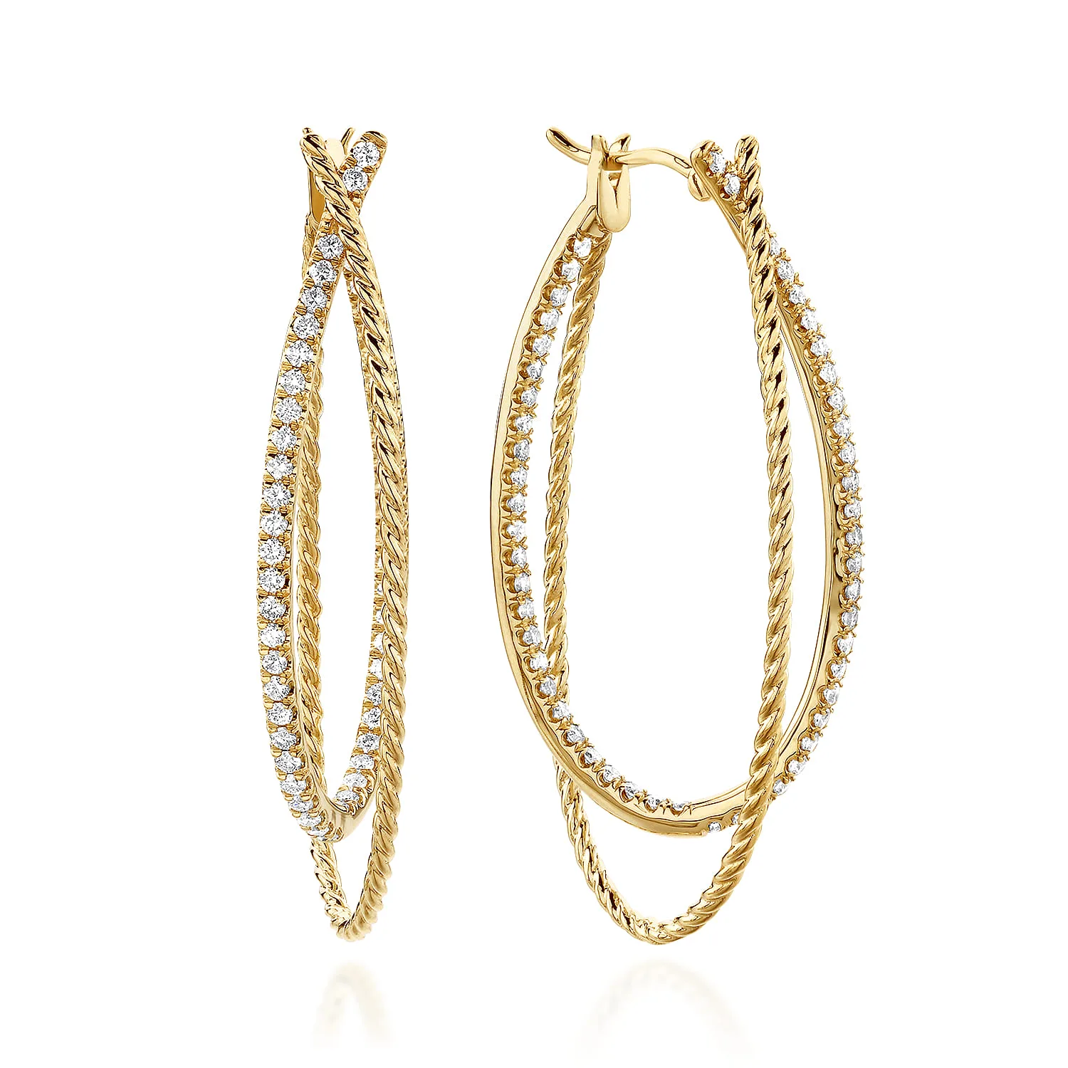 Intricate Twisted 45mm Diamond Hoop Earrings