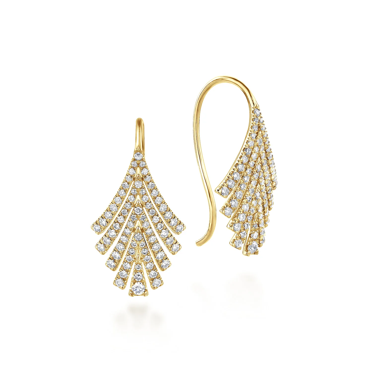 Diamond Fan Fish Wire Earrings