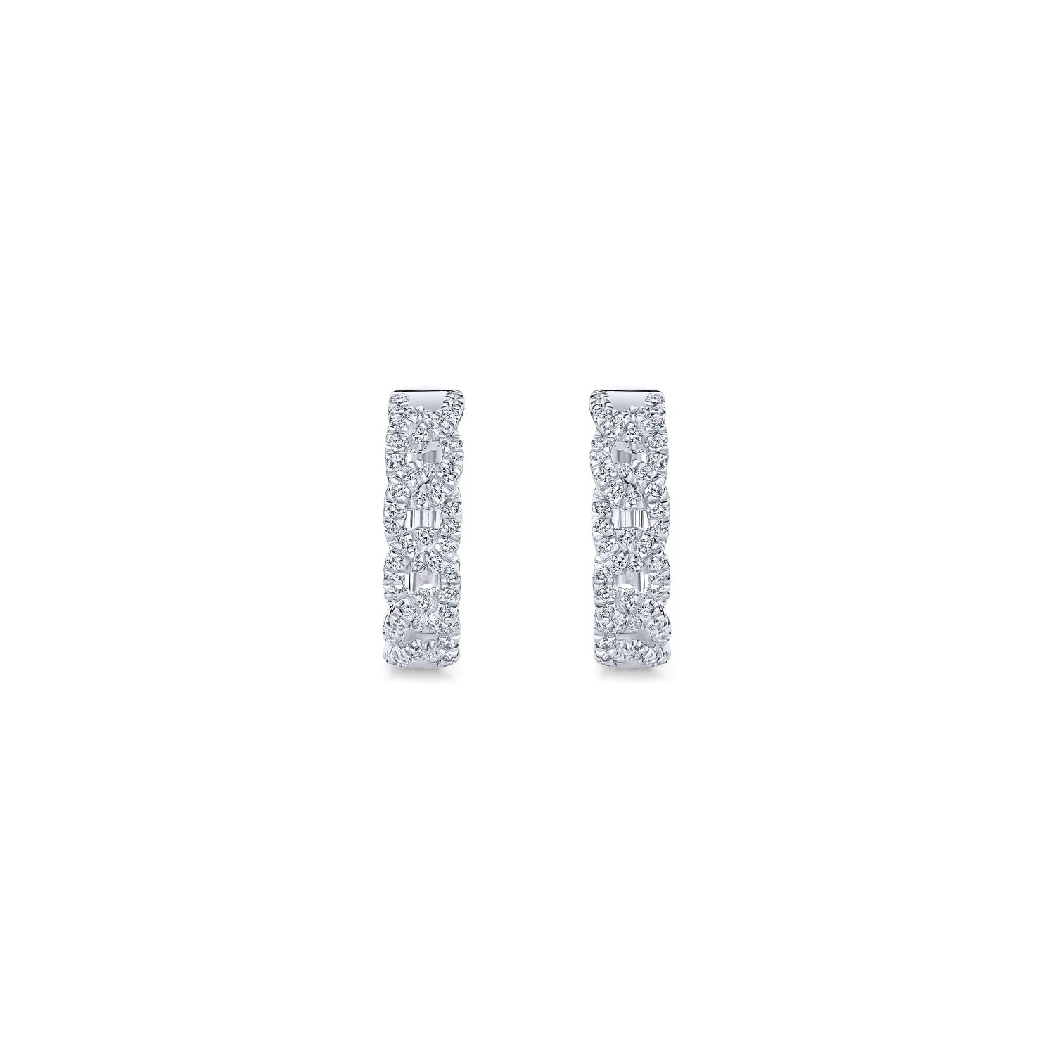 Twisted 15mm Diamond Huggies in 14K White Gold, photograph 3