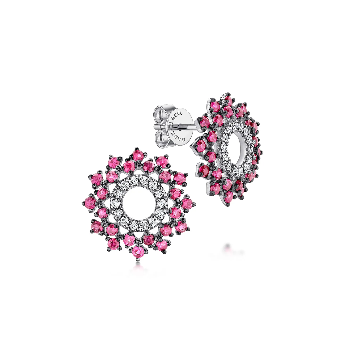 Openwork Diamond and Ruby Stud Earrings