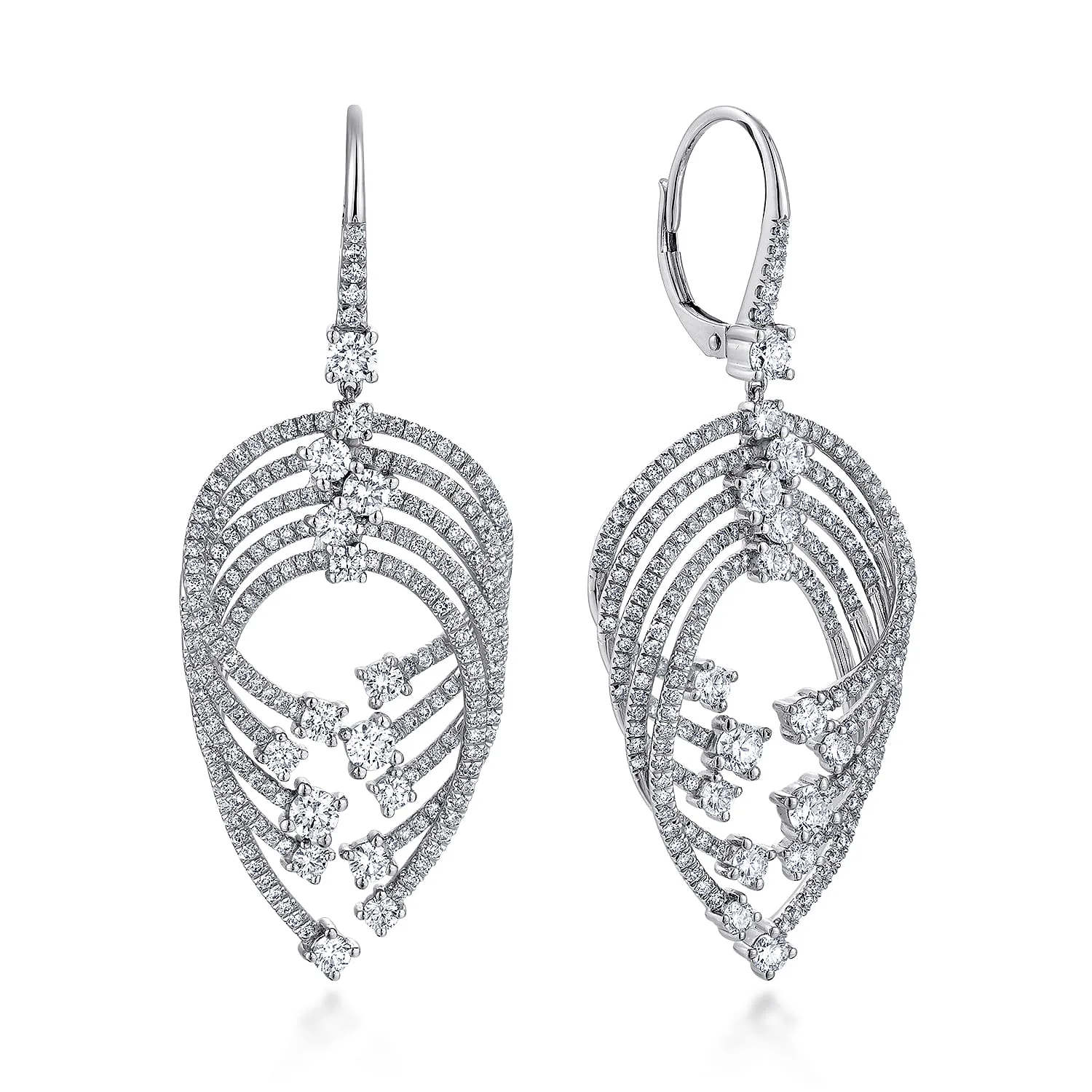 Layered Teardrop Diamond Drop Earrings