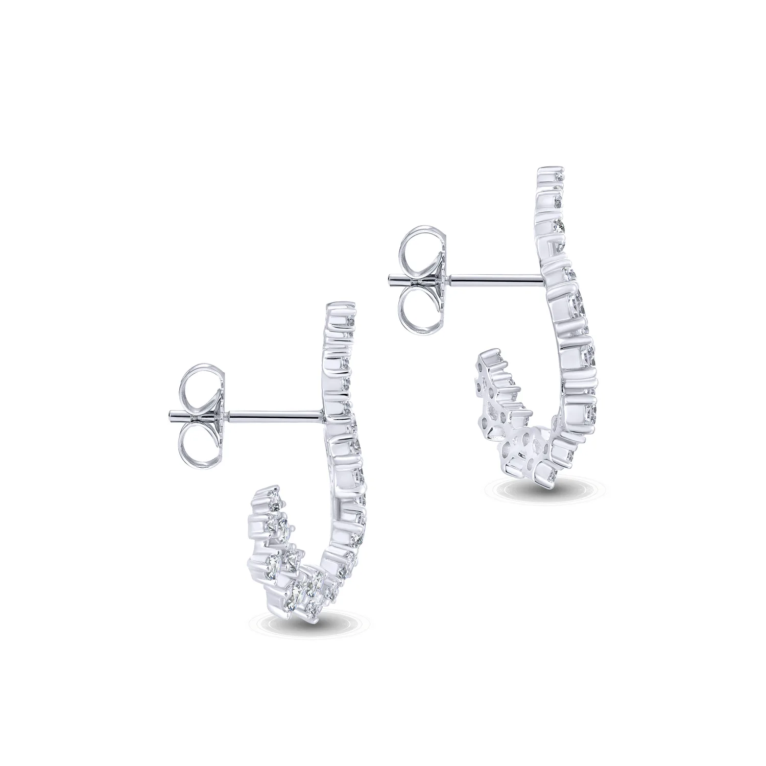 Diamond Constellation Bypass Hoop Earrings in 18K White Gold, photograph 3