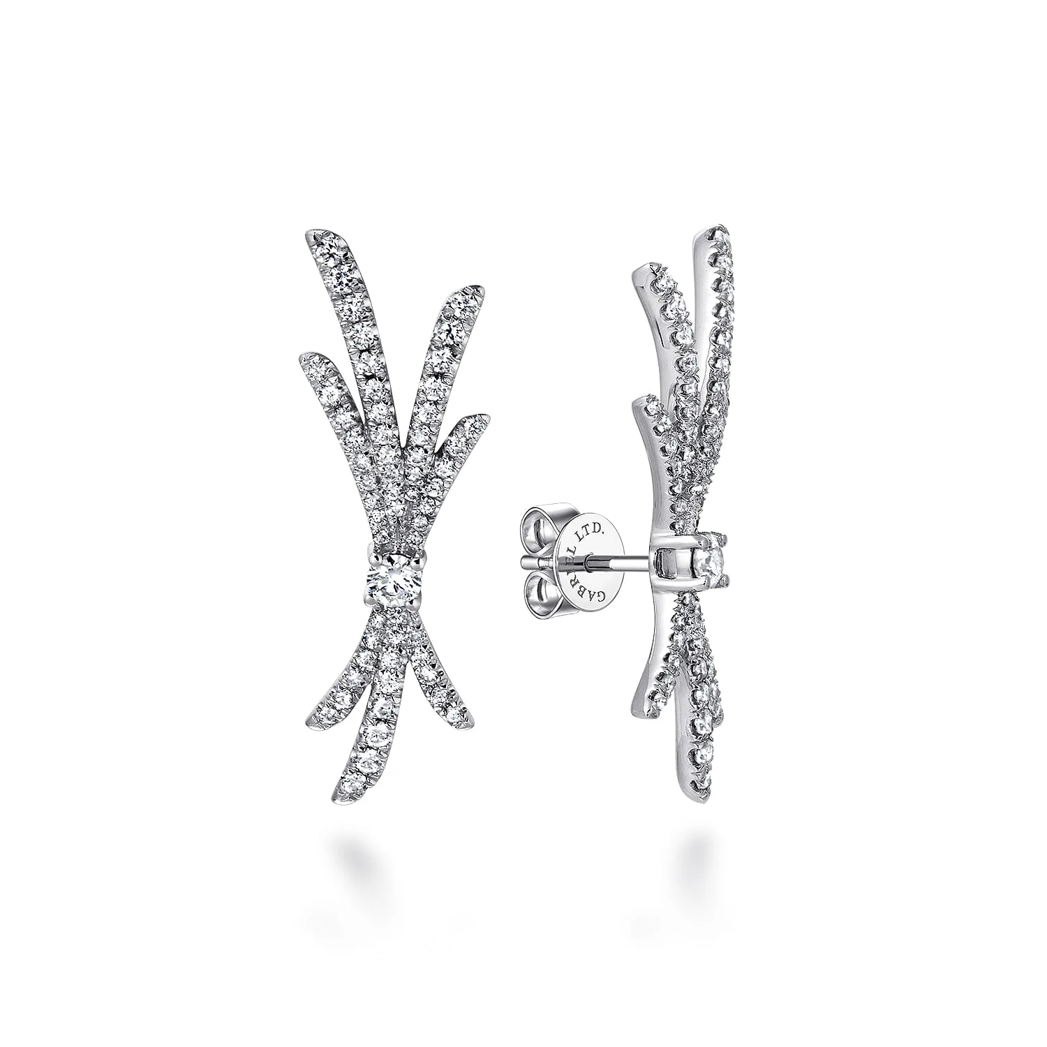 Whimsical Diamond Fan Stud Earrings