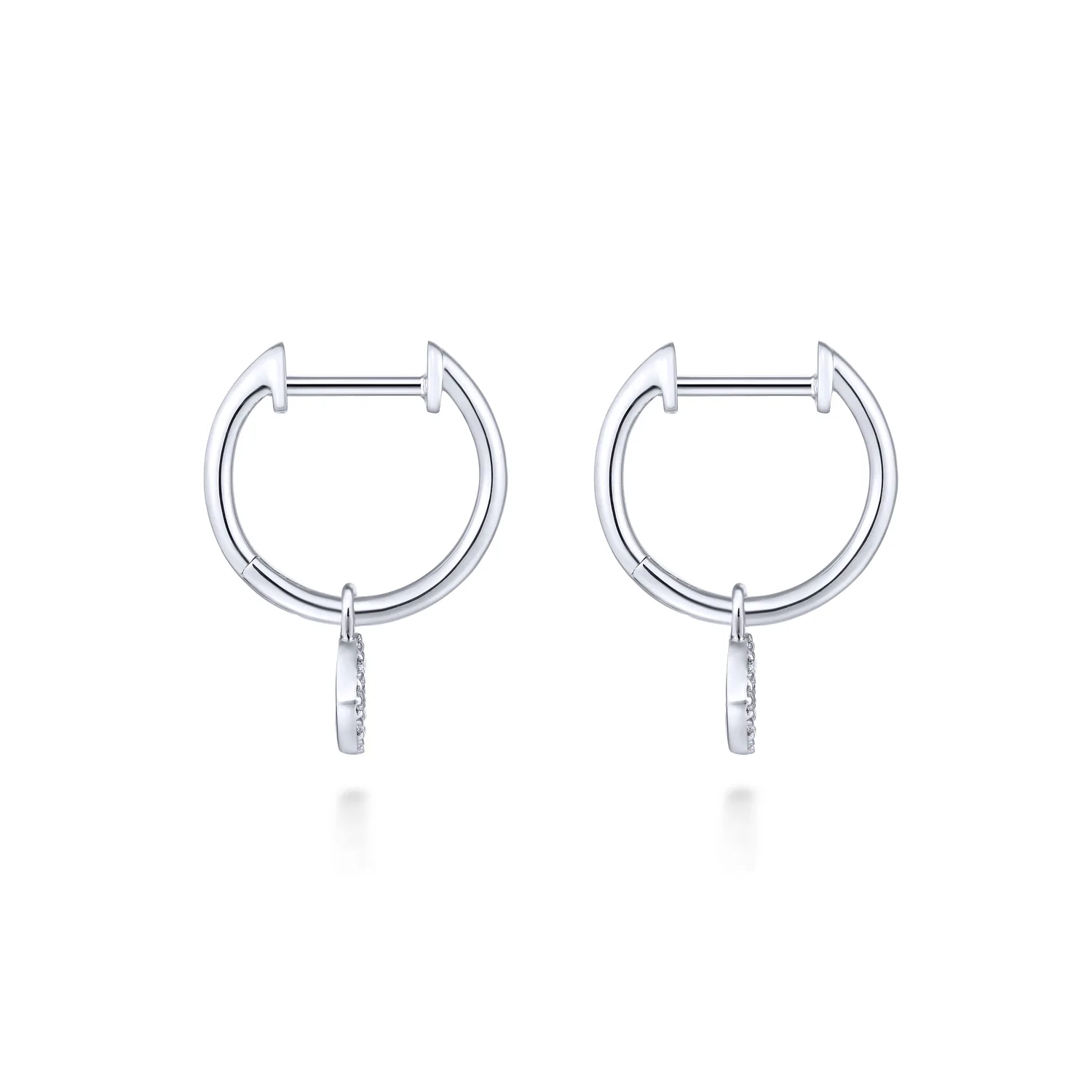 Pave 10mm Diamond Drop Earrings in 14K White Gold, photograph 2