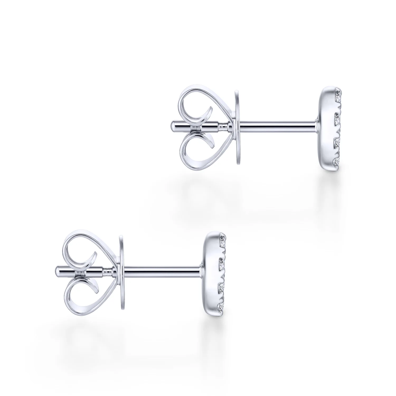 Shaped Pave Diamond Stud Earrings in 14K White Gold, photograph 3