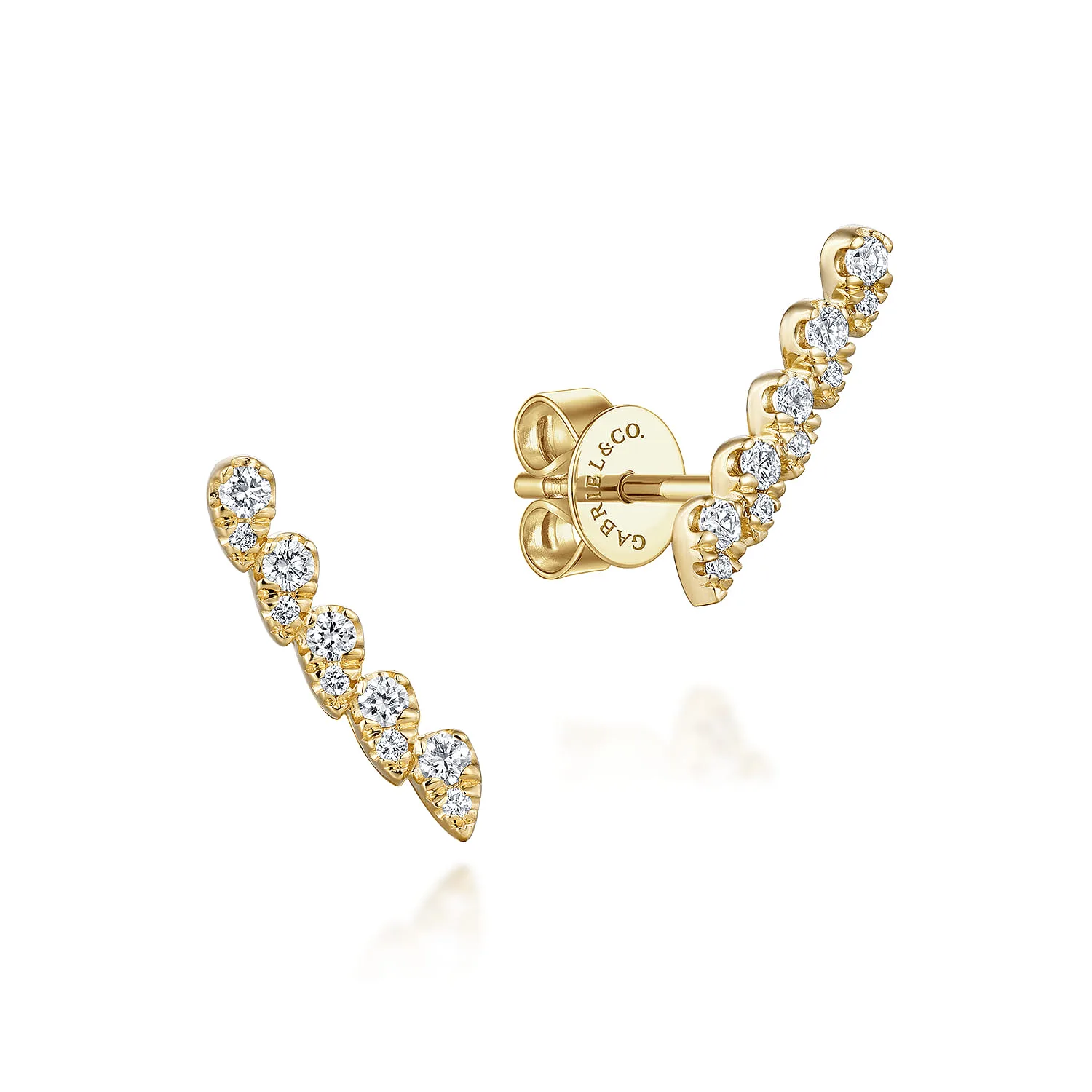 Curved Diamond Bar Stud Earrings