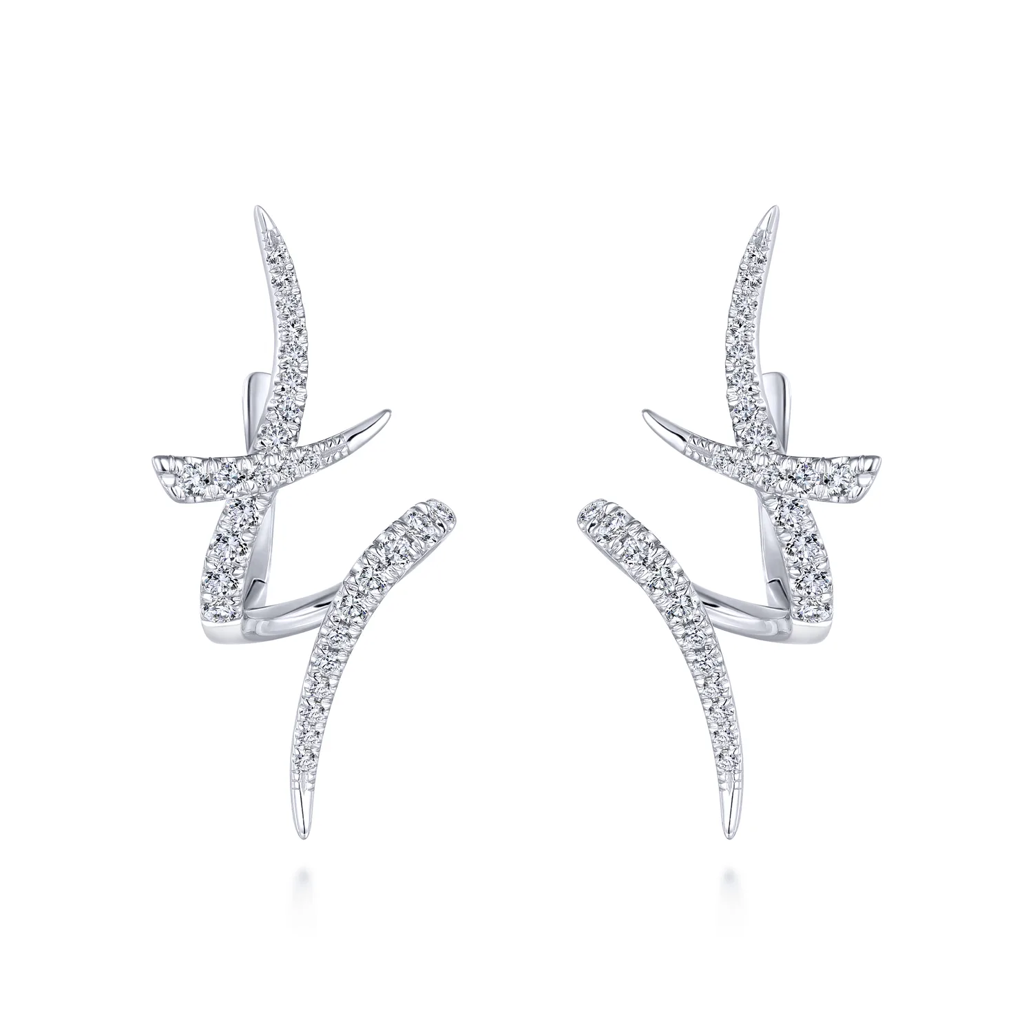 Swirling 30mm Diamond Huggies in 14K White Gold, photograph 3