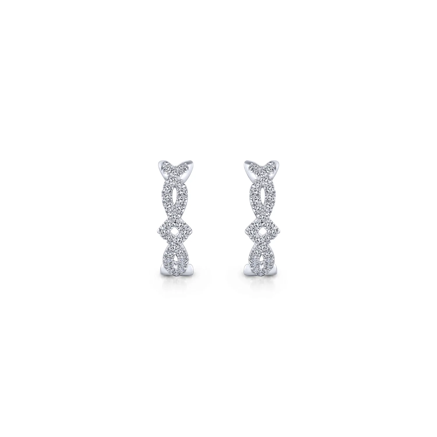 Twisted 10mm Diamond Huggies in 14K White Gold, photograph 3