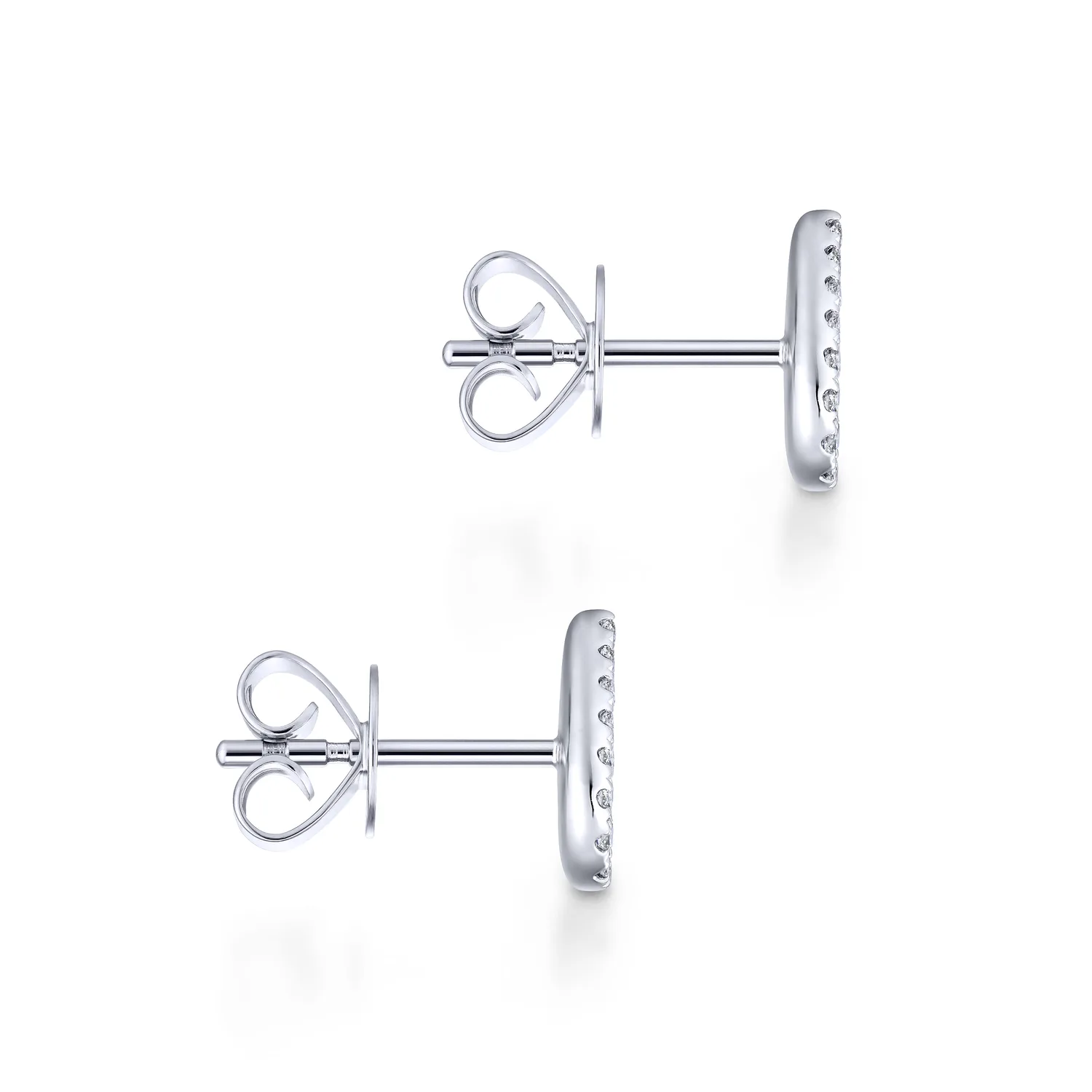 Shaped Pave Diamond Stud Earrings in 14K White Gold, photograph 3